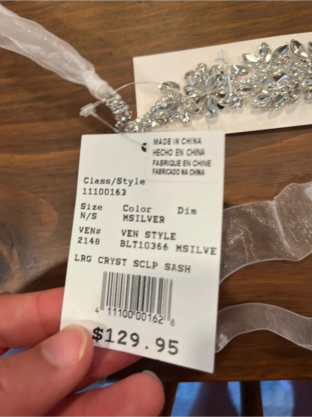David's Bridal Crystal Floral Rhinestone Belt - Silver
